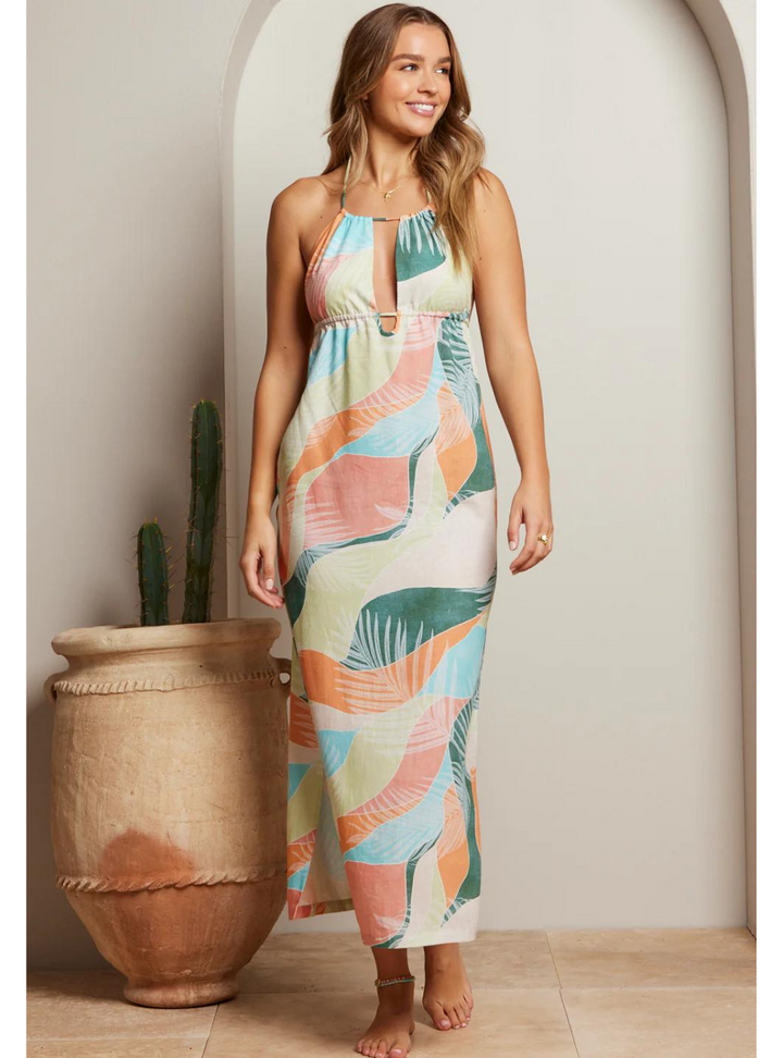 Havana Ferra Midi Dress - Watercolour Tropical