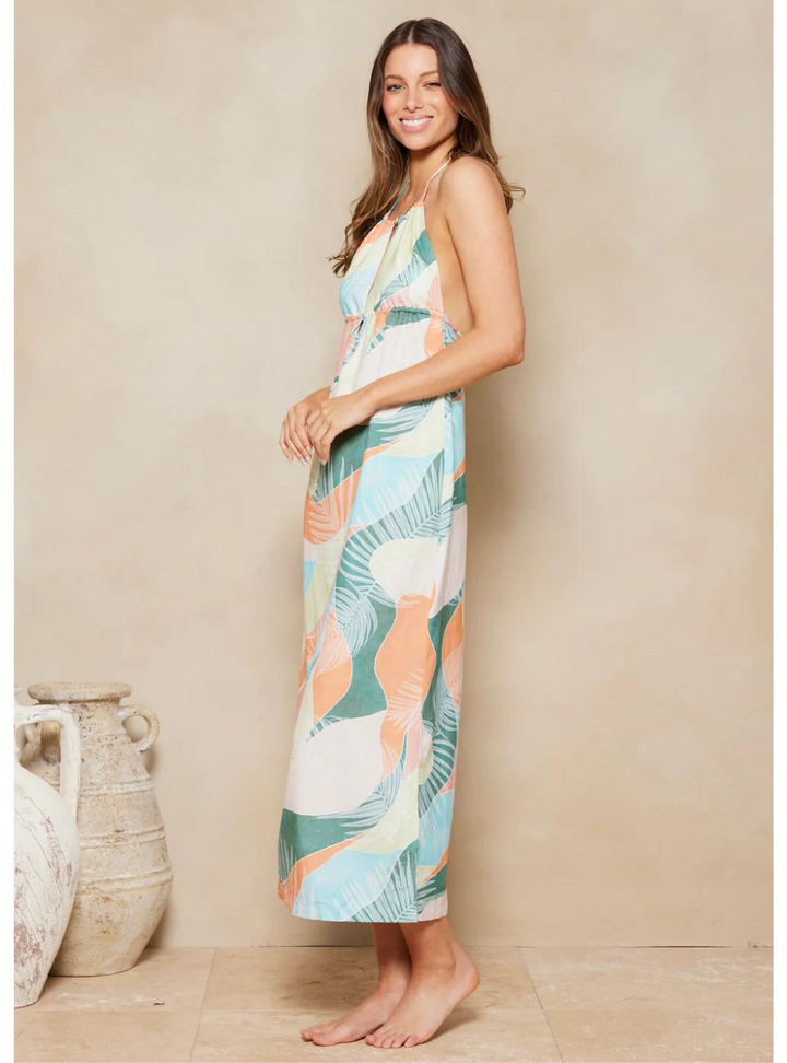 Havana Ferra Midi Dress - Watercolour Tropical