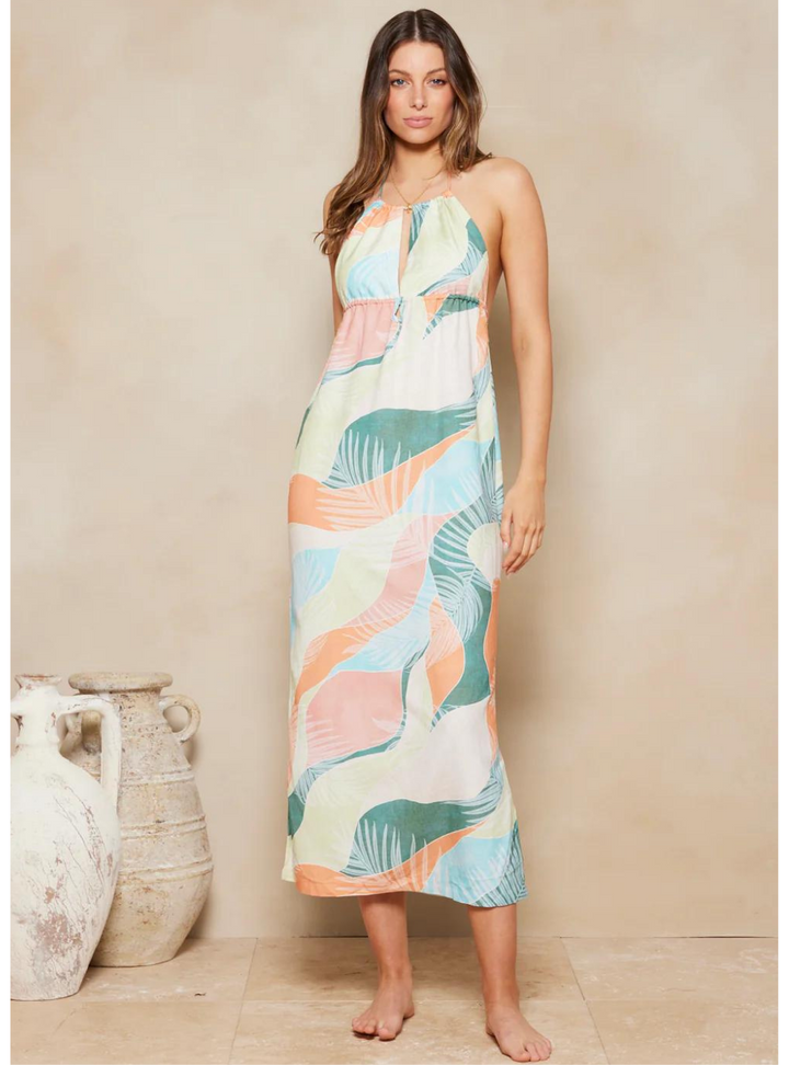 Havana Ferra Midi Dress - Watercolour Tropical