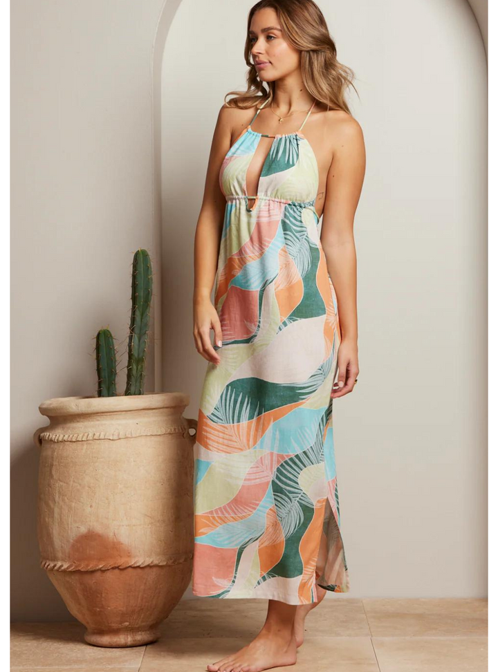 Havana Ferra Midi Dress - Watercolour Tropical