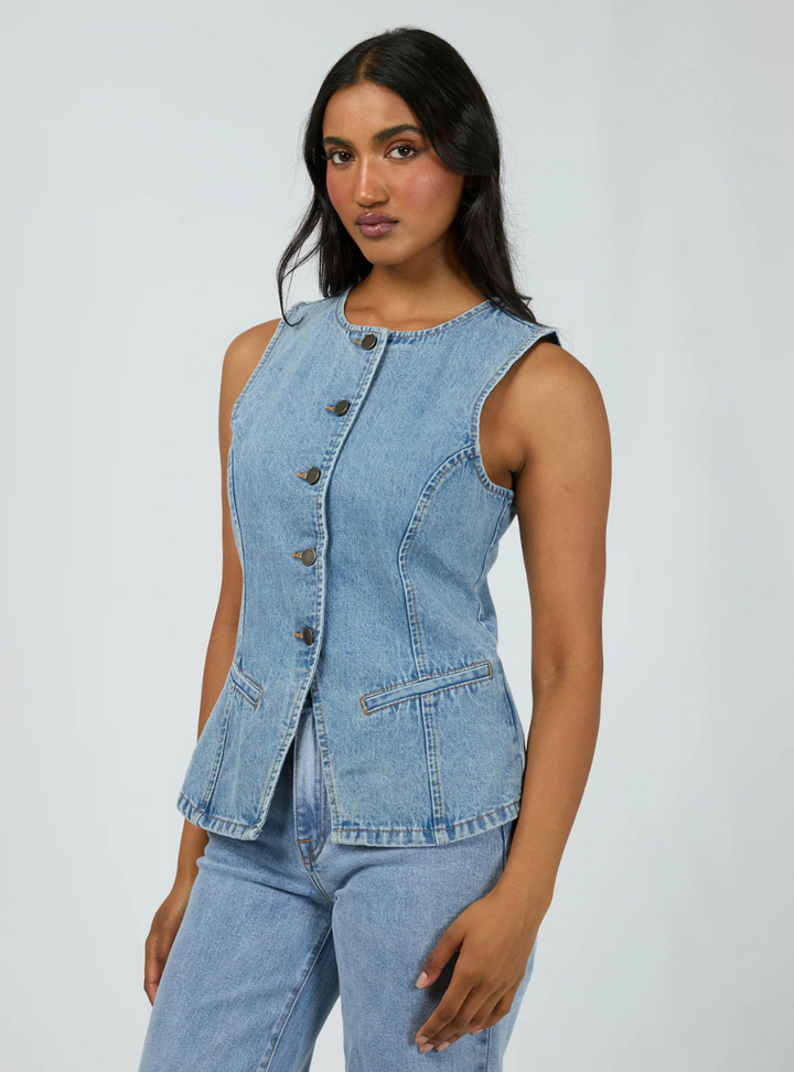 Lena Denim Vest - Light Blue