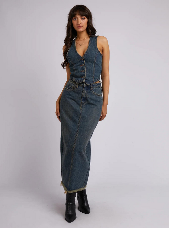 Ray Maxi Skirt - Dirty Denim