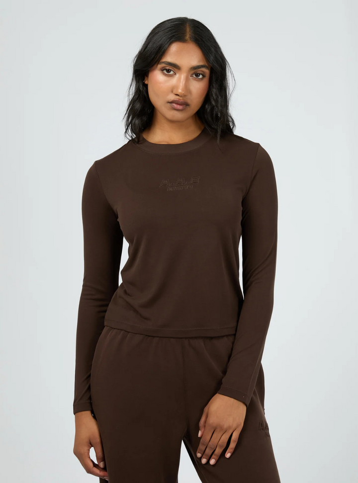 Luxe Active Long Sleeve Top - Brown
