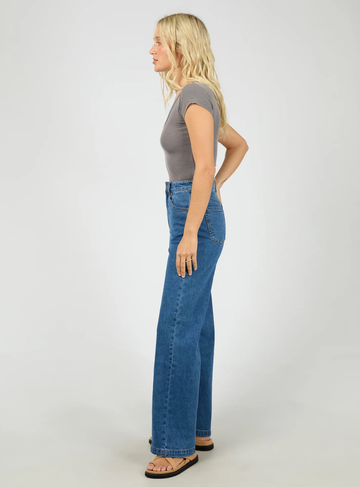 Washed Rib Scoop Neck Tee - Charcoal