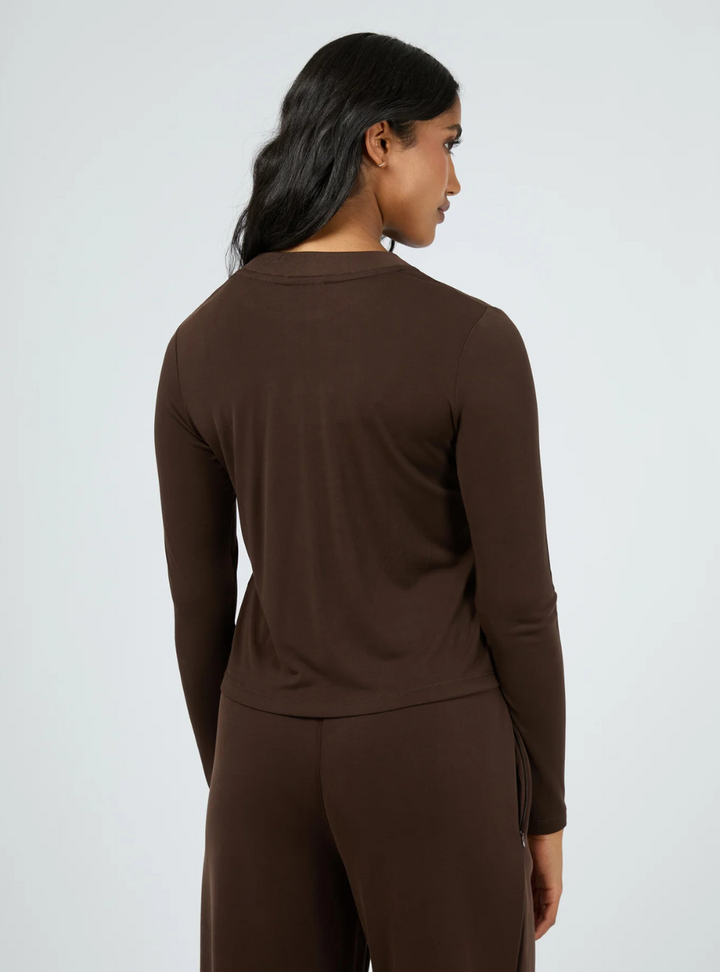 Luxe Active Long Sleeve Top - Brown