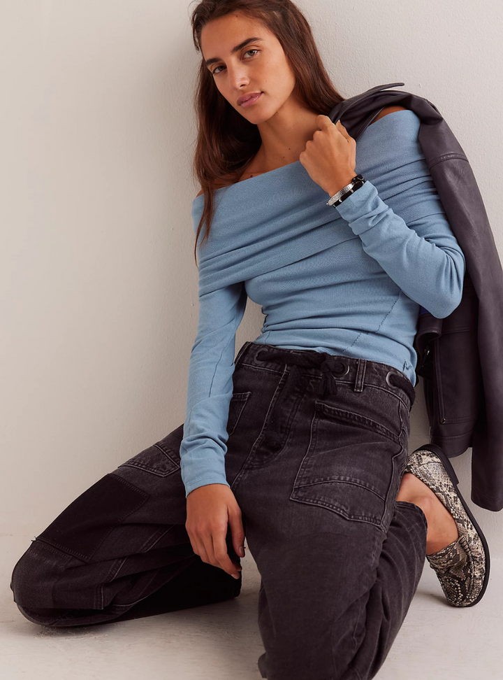 Moxie Pull-On Barrel Jeans - Night Hawk