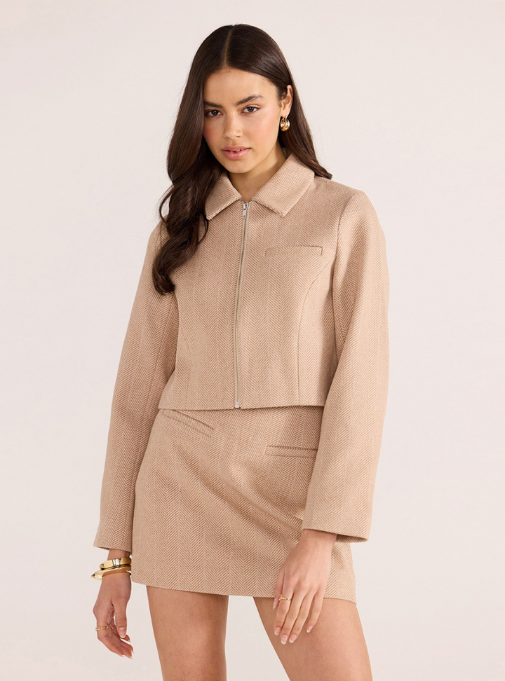 Audrey Herringbone Jacket - Beige