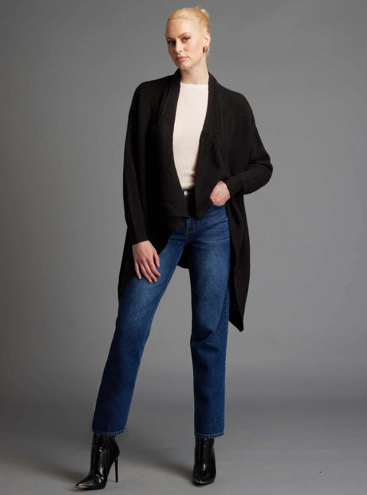 Someday Waterfall Knit Cardi - Black