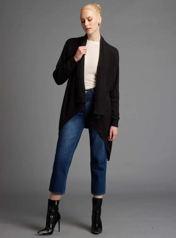 Someday Waterfall Knit Cardi - Black