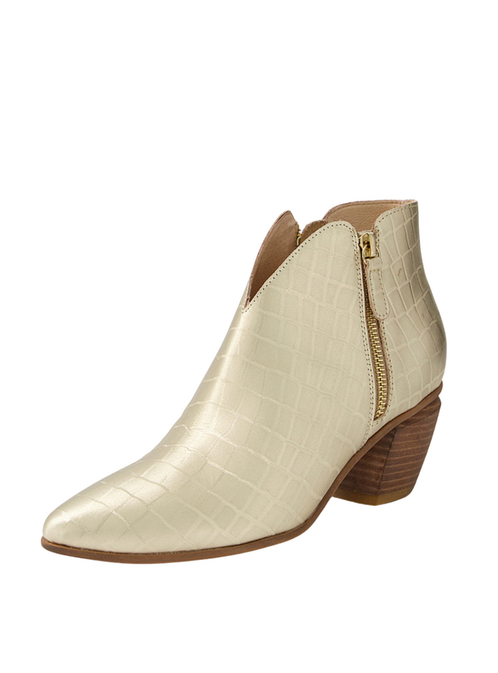Josky Heeled Boots - Gold Croc Leather