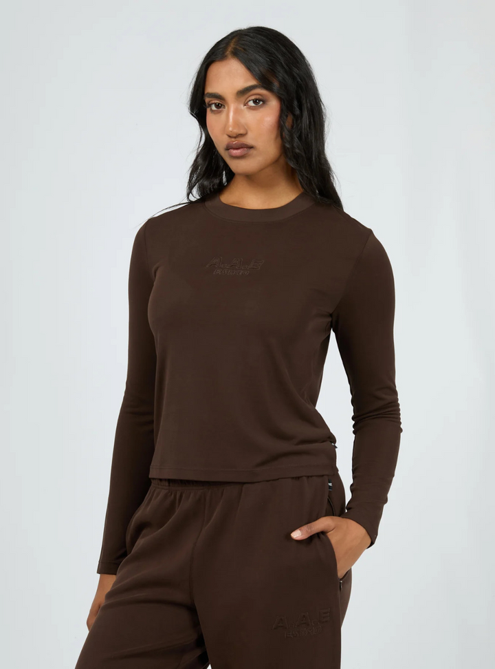Luxe Active Long Sleeve Top - Brown