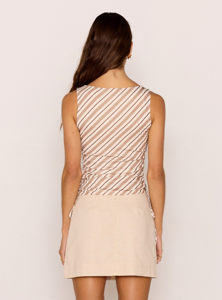 Orielle Mesh Top - Brown/Cream Stripe