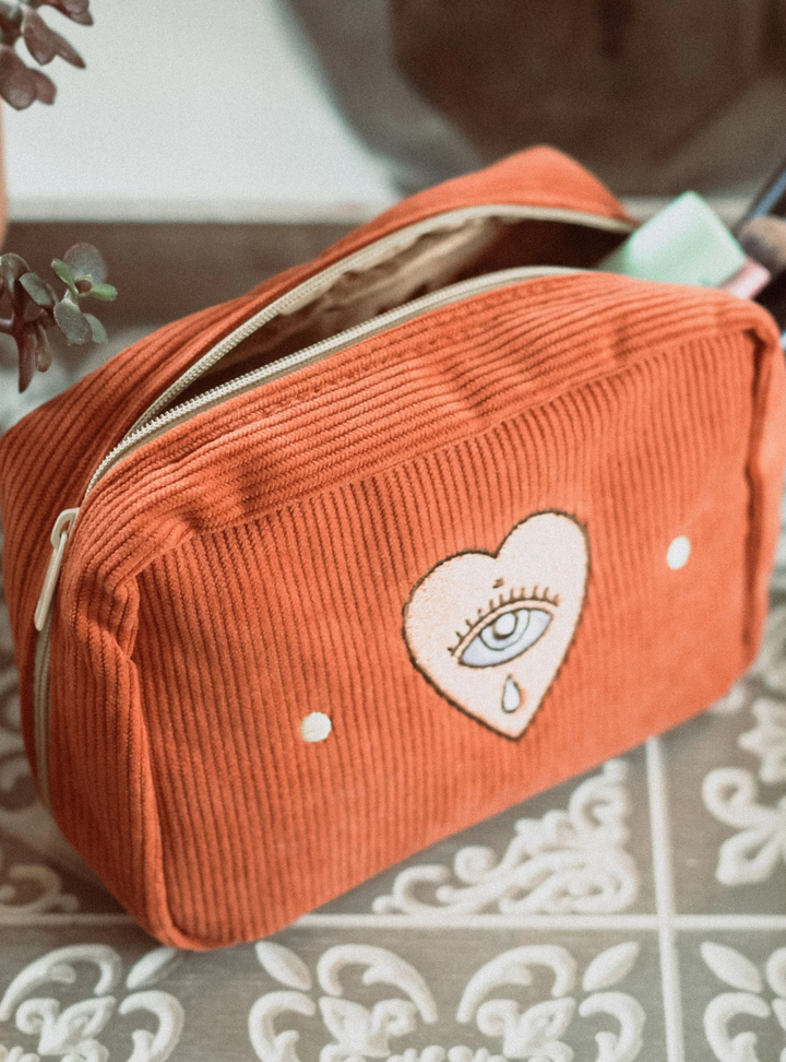 Corduroy Makeup Bag - Rust