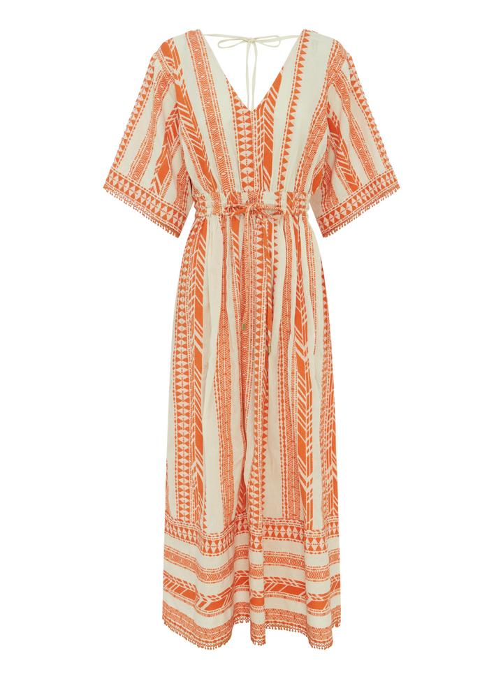 Carina Midi Dress - Orange Stripe