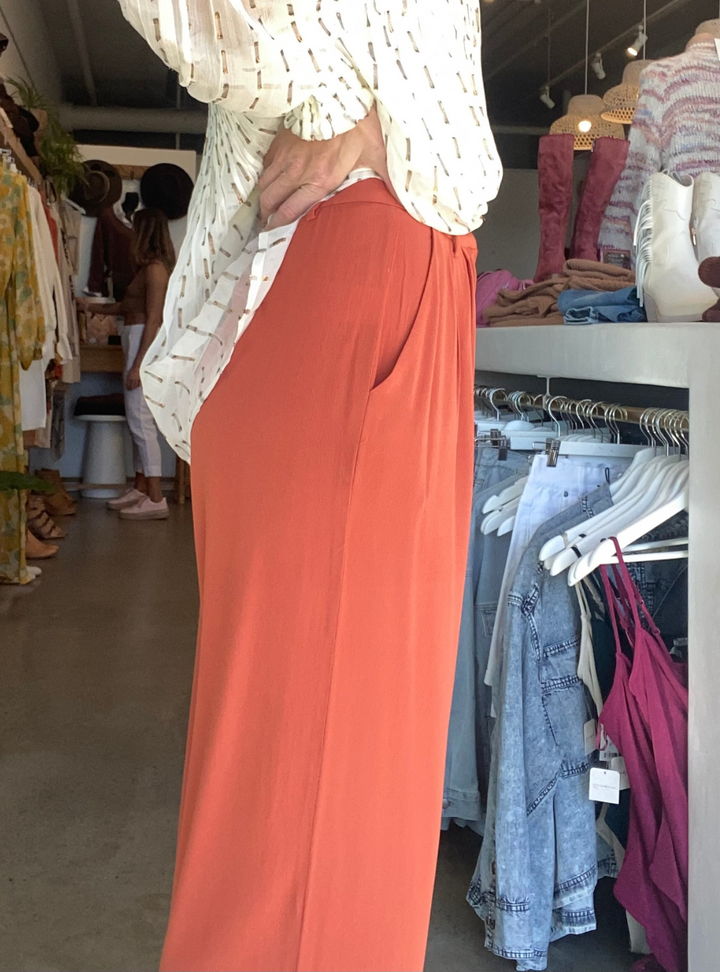 Vivienne Wide Leg Pant - Chestnut