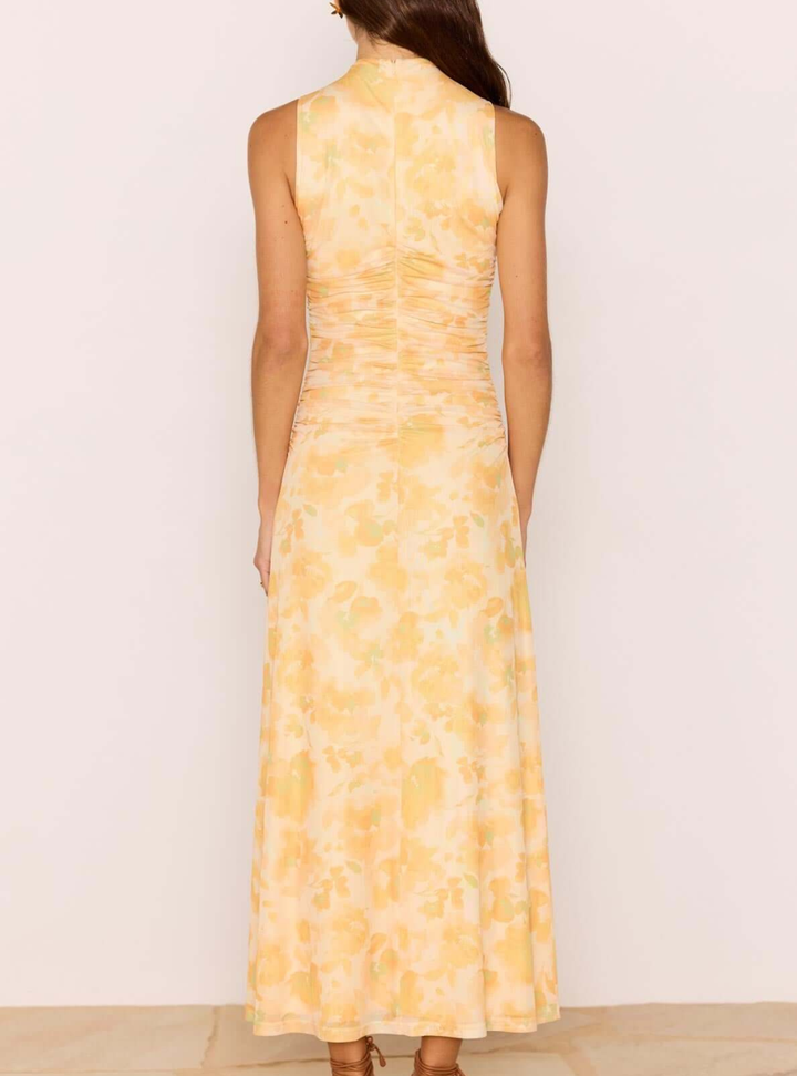 Clair Mesh Midi Dress - Orange Watercolour Floral