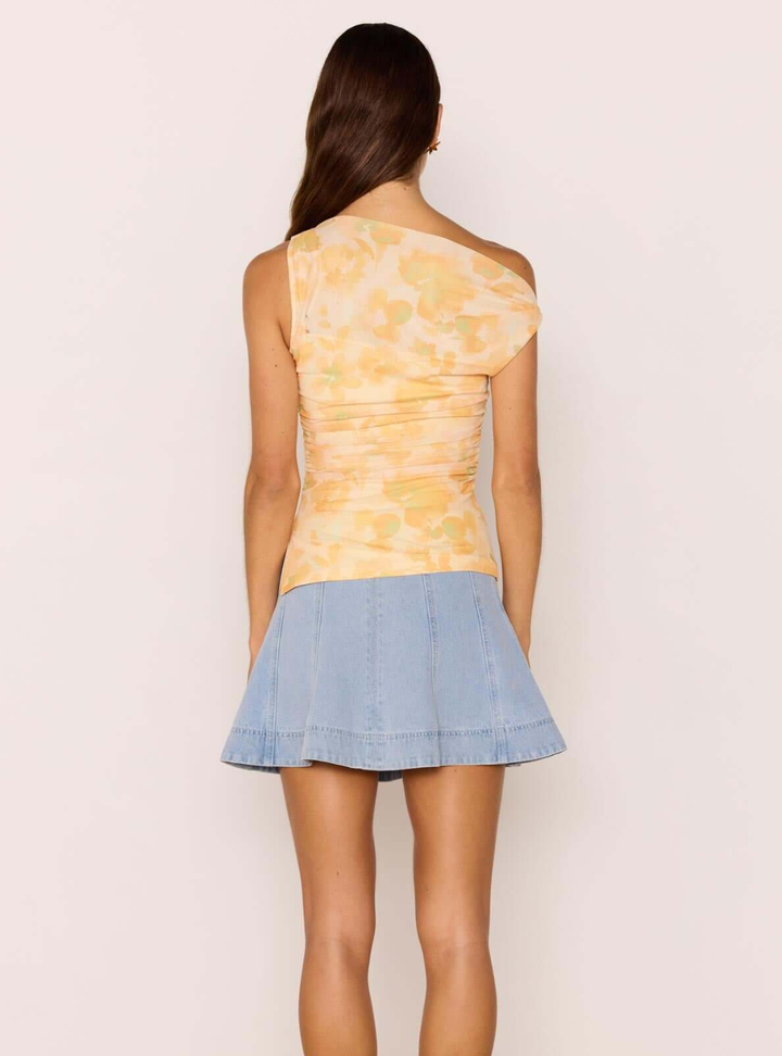 Clair Mesh Top - Orange Watercolour Floral