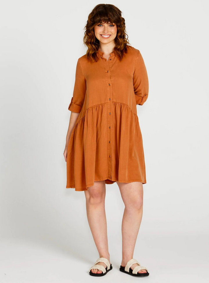 Zahlia Shirt Dress - Sandy Tan