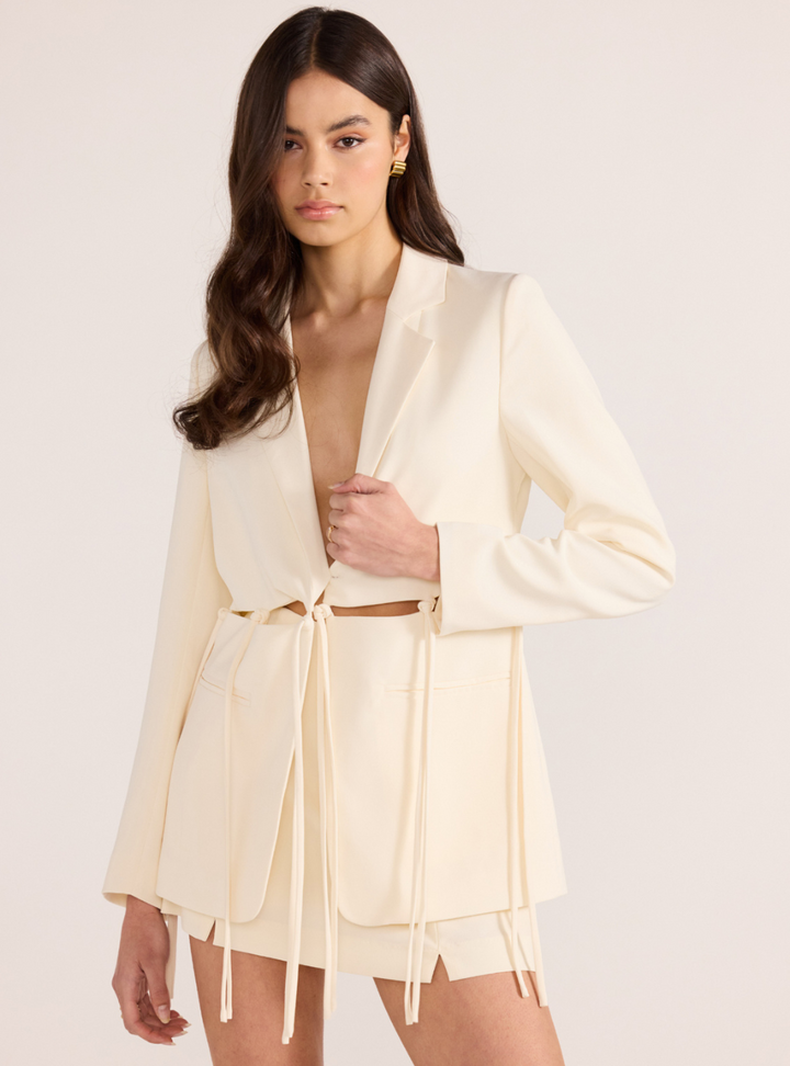 Maeve Tie Blazer - Ecru
