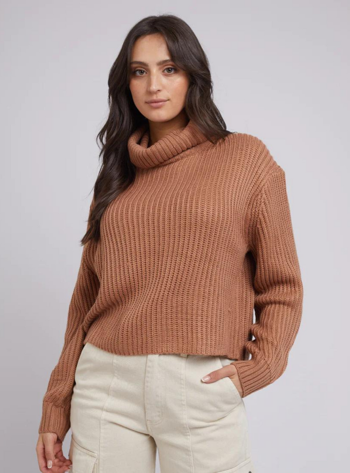 Elodie Roll Neck Knit - Tan