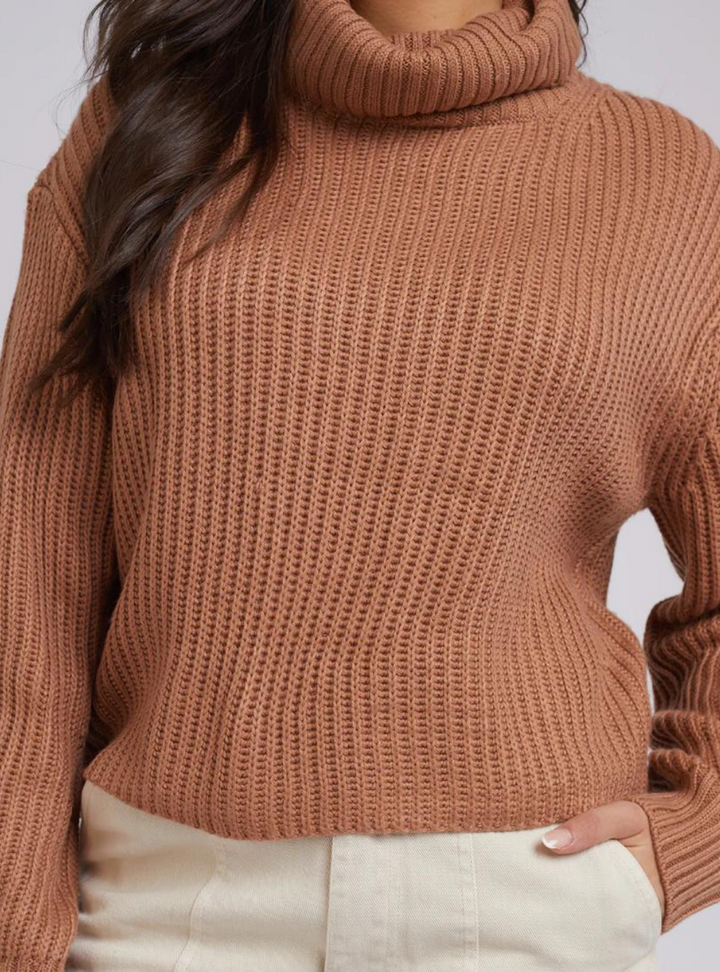 Elodie Roll Neck Knit - Tan