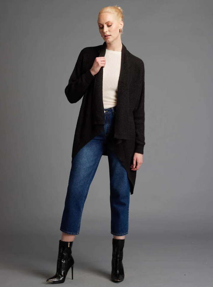 Someday Waterfall Knit Cardi - Black