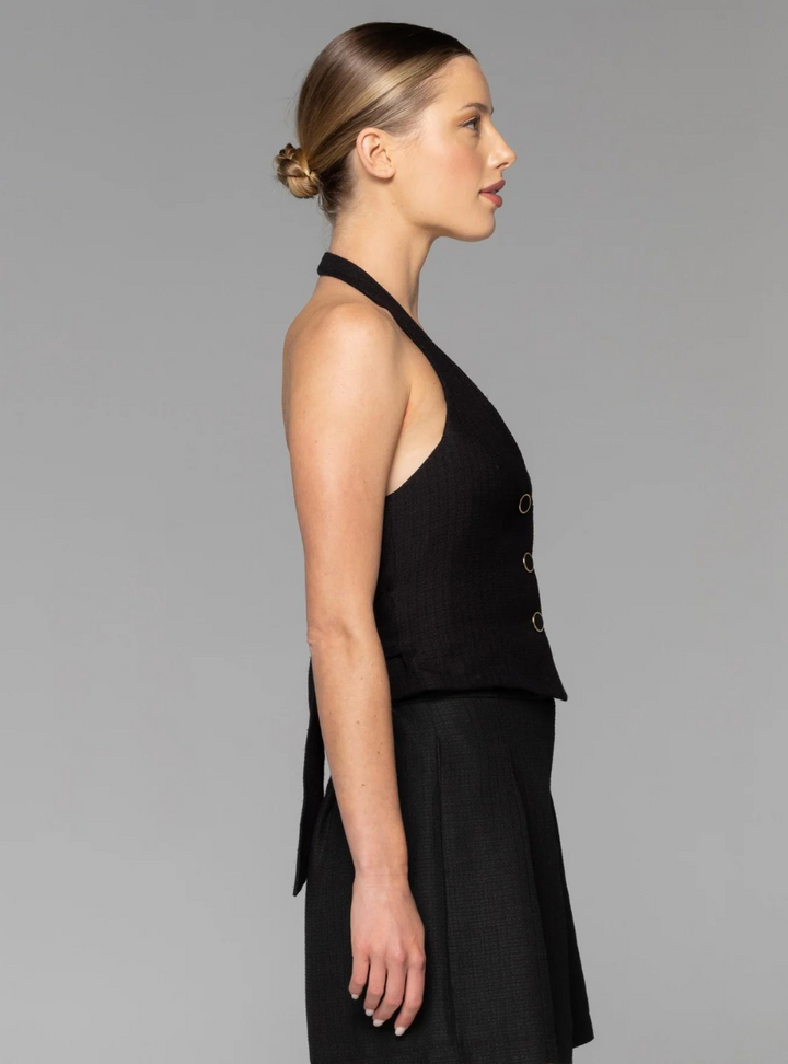 Walk This Way Boucle Vest - Black