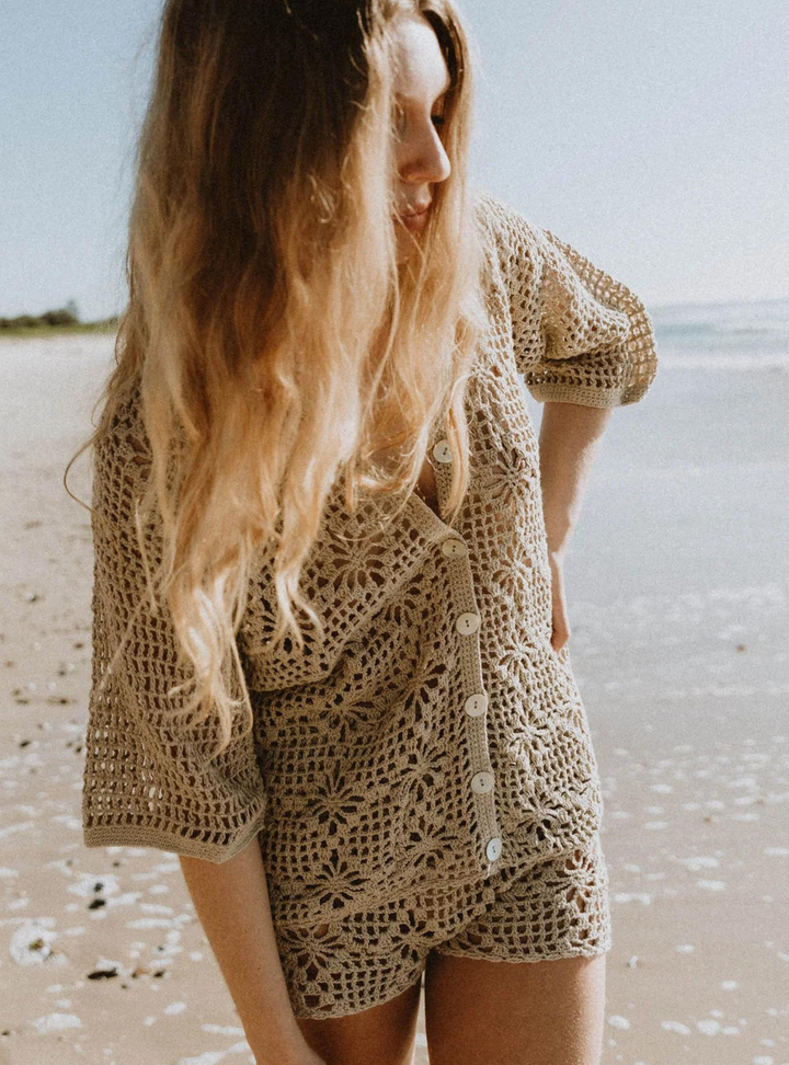 Maggie Crochet Shorts - Fawn