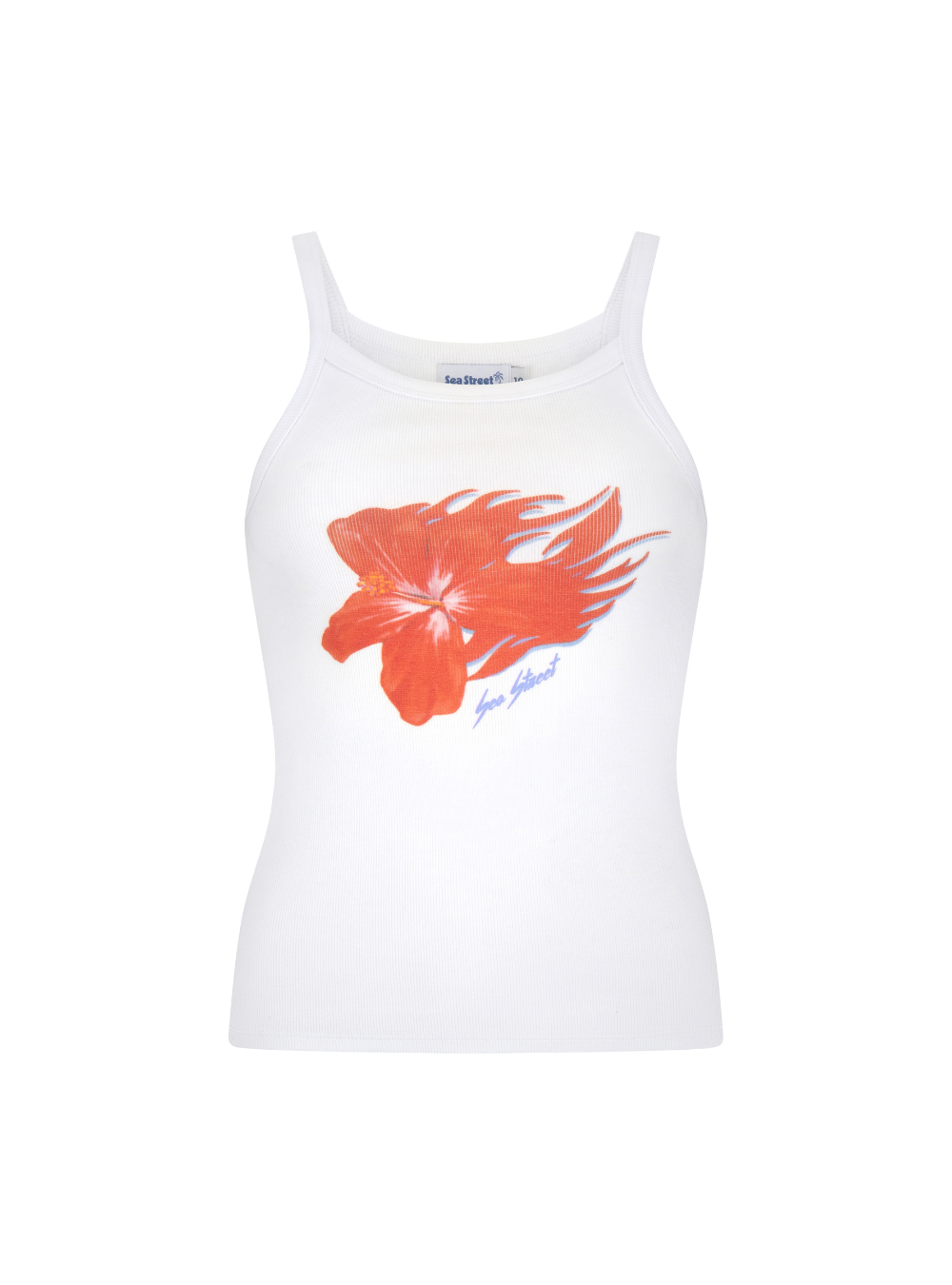 Flaming Hibiscus Singlet - White
