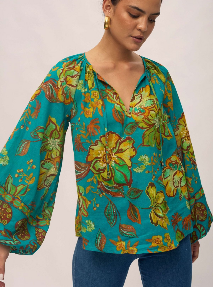 Flora Blouse - Peacock