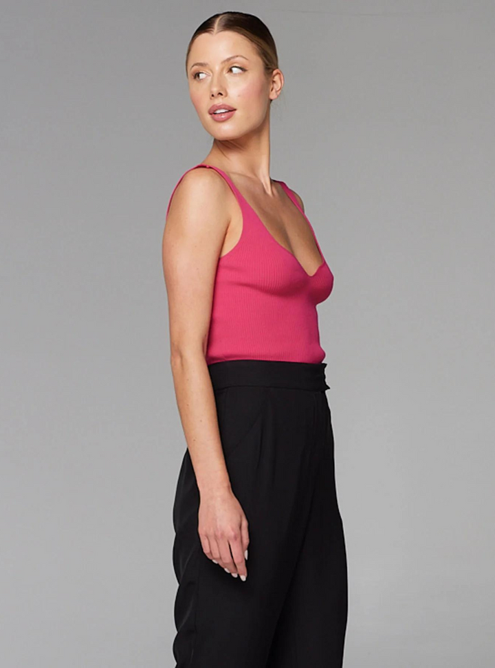 Good Fortune Knit Singlet - Ruby Pink