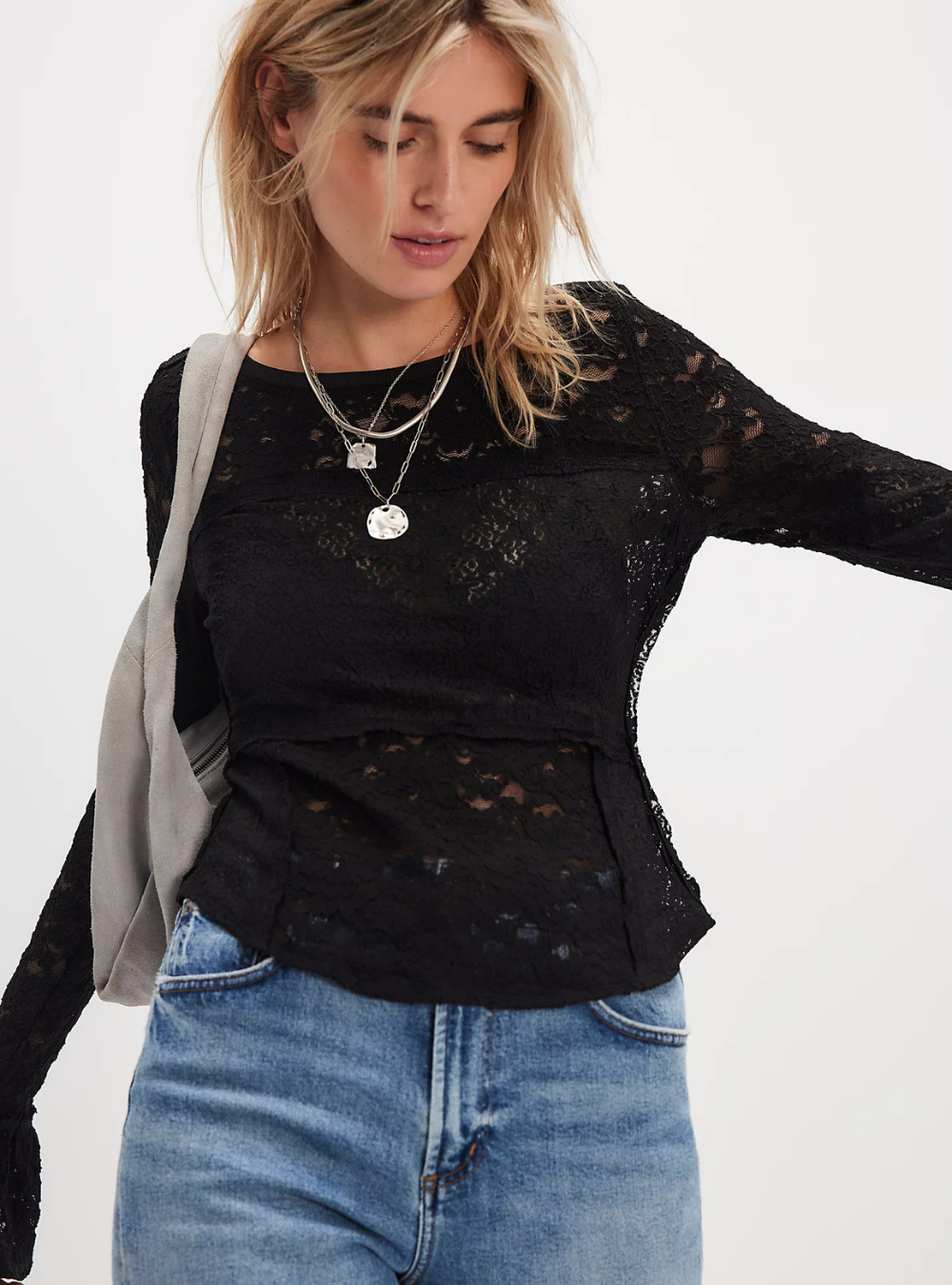Lace Layering Long Sleeve - Black