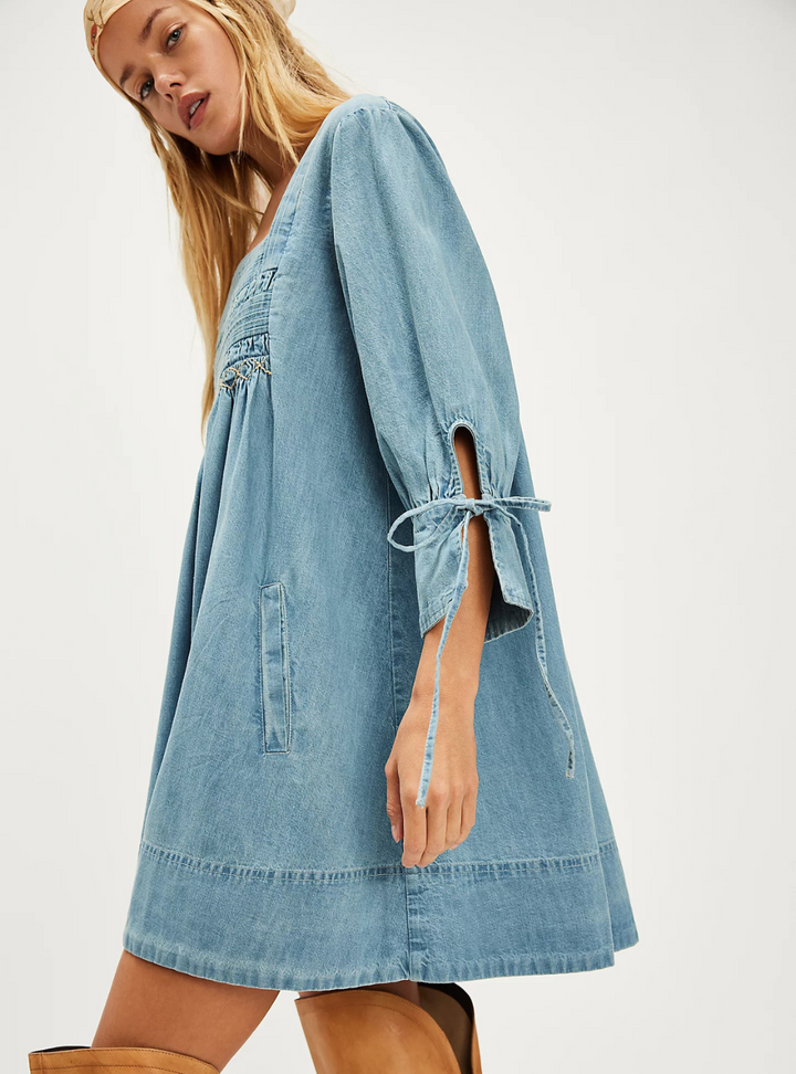 Sonora Denim Mini Dress - Cornflower