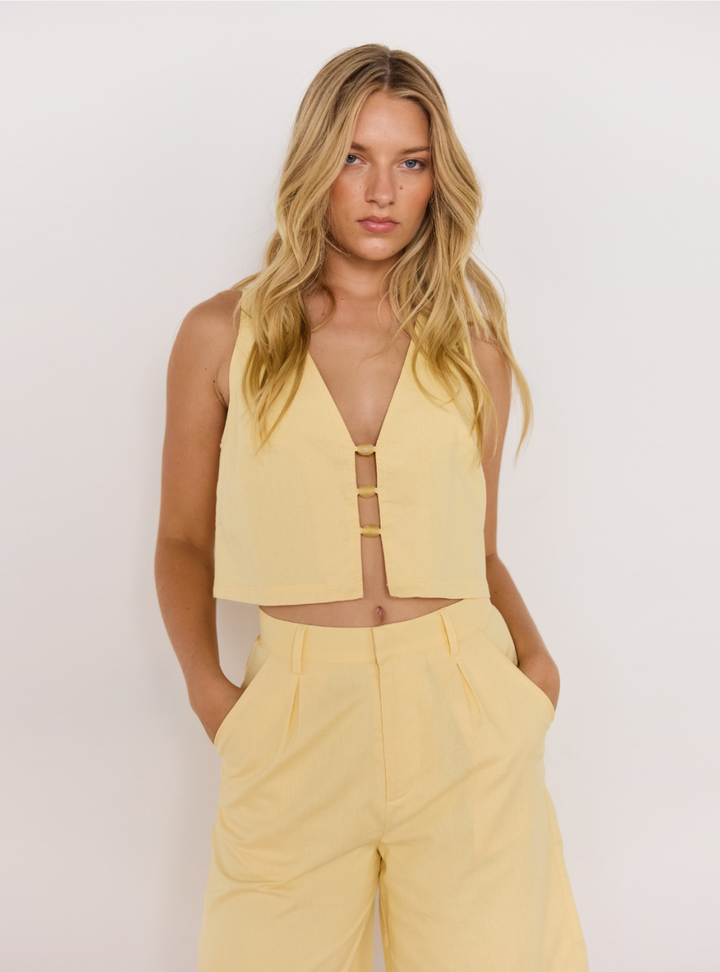 Gigi Bead Front Top - Butter