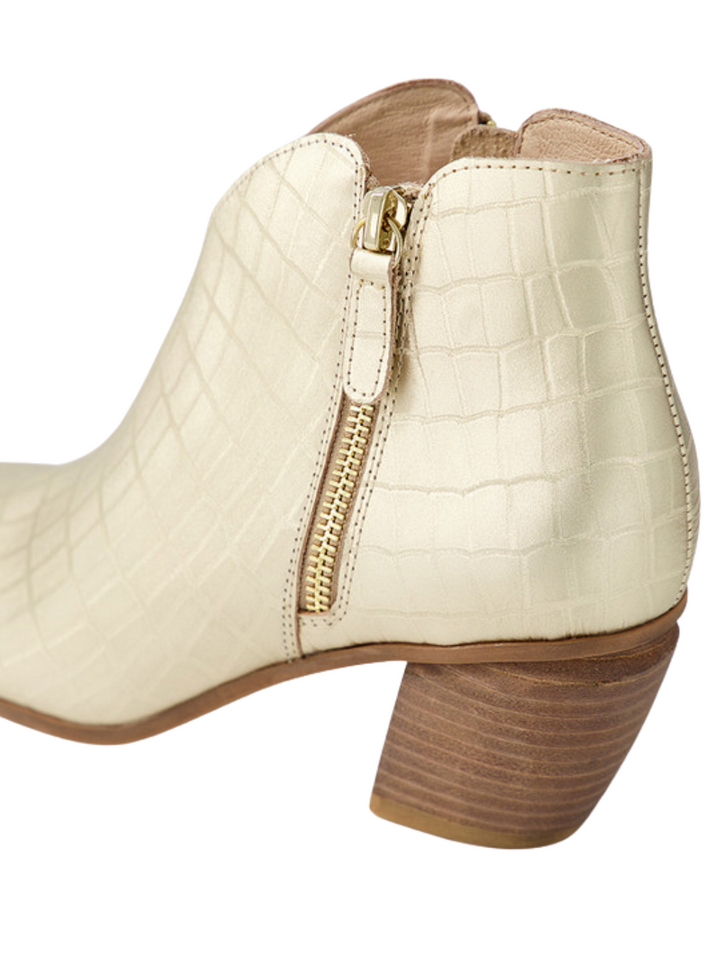 Josky Heeled Boots - Gold Croc Leather