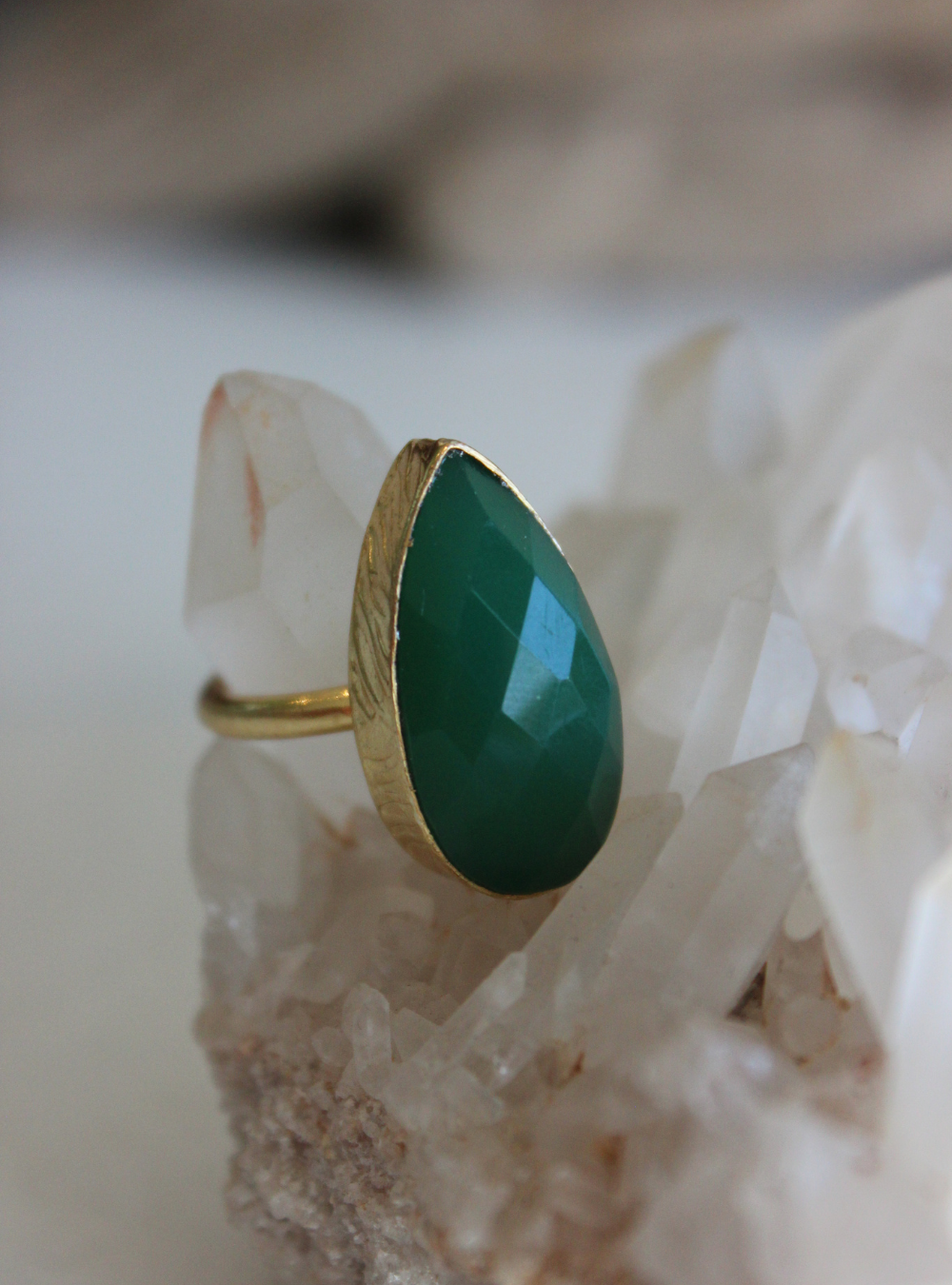 Green Onyx Ring gold-plated