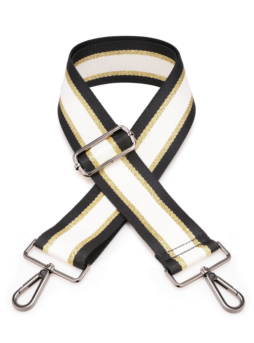Bag Strap - Black/White/Gold Gunmetal