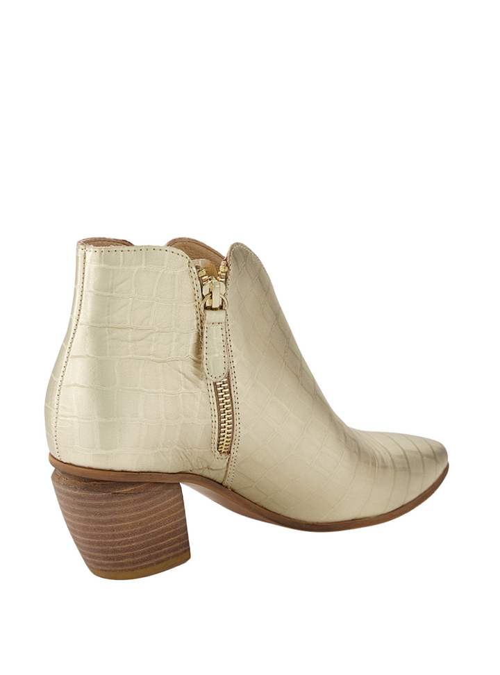 Josky Heeled Boots - Gold Croc Leather