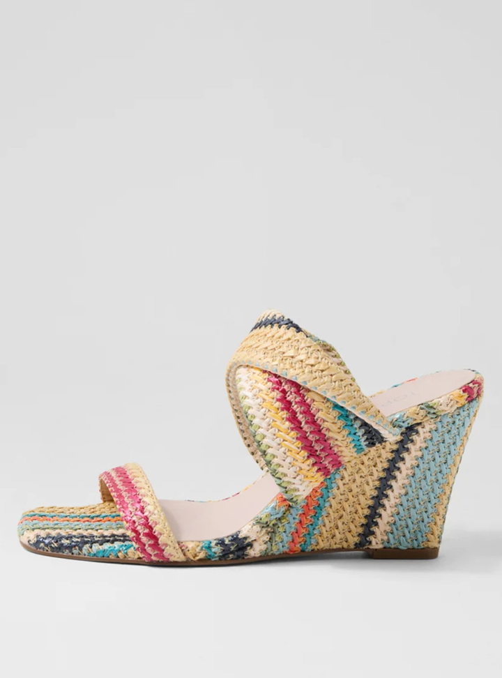 Keater Synthetic Raffia Sandal - Blue Multi