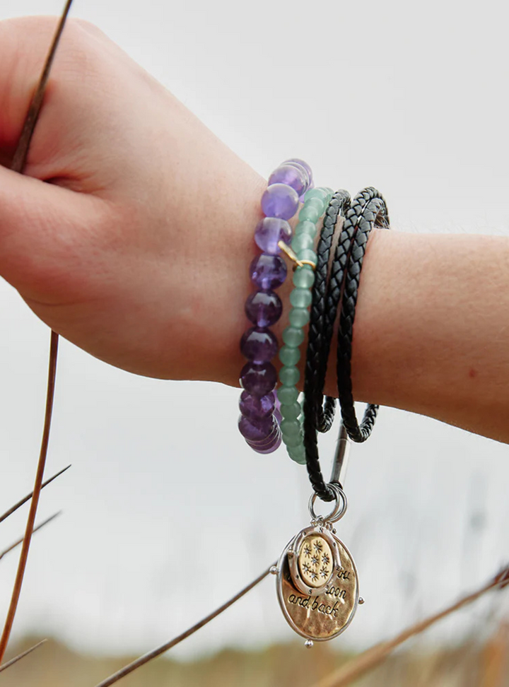 Black Fine Leather Plaited Wrap Bracelet