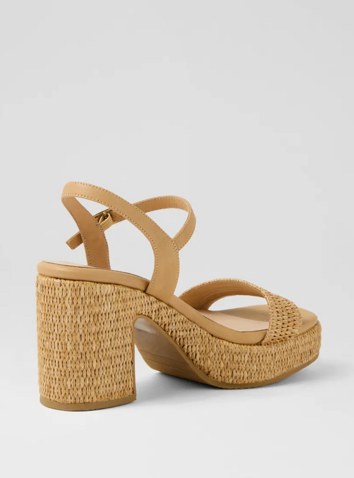 Kondry Synthetic Raffia Leather Sandals - Natural Camel