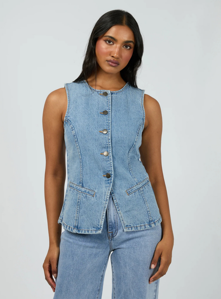 Lena Denim Vest - Light Blue