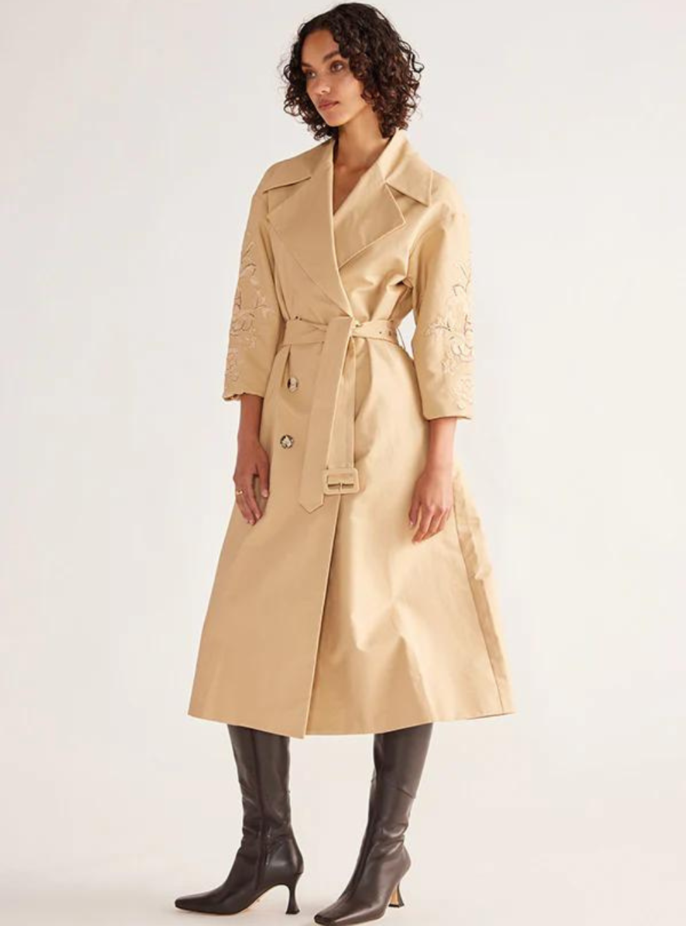 Louise Embroidery Trench - Beige