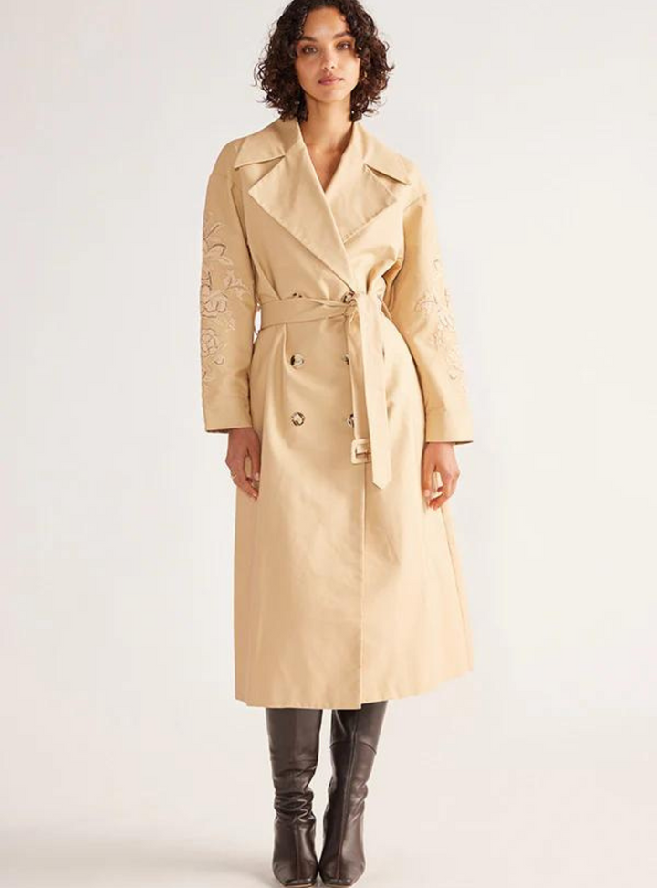 Louise Embroidery Trench - Beige
