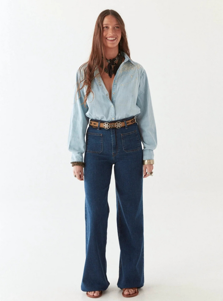Austin Blouse - Mustang Blue