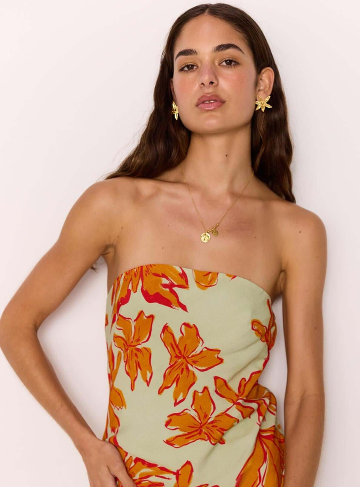 Estelle Strapless Maxi Dress - Mint Floral