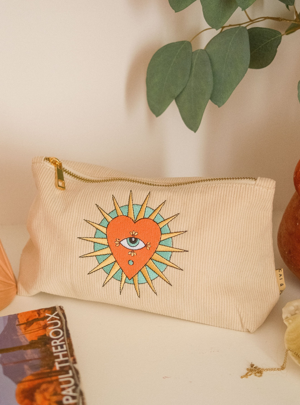 Medium Corduroy Pouch - Stone