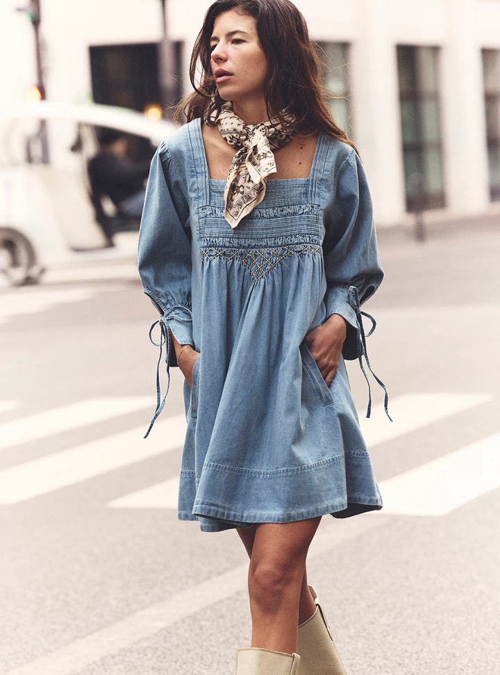 Sonora Denim Mini Dress - Cornflower