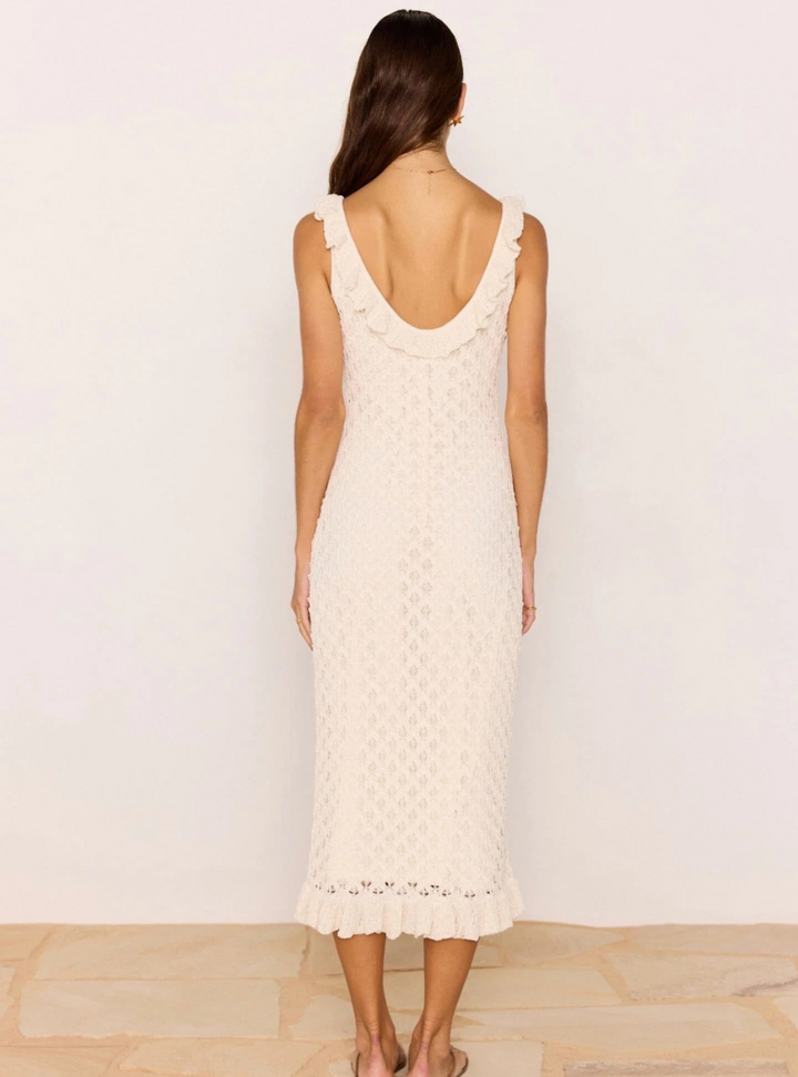 Sabine Pointelle Midi Dress - Ivory