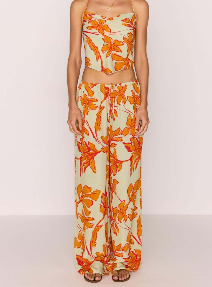 Estelle Drawstring Pant - Mint Floral